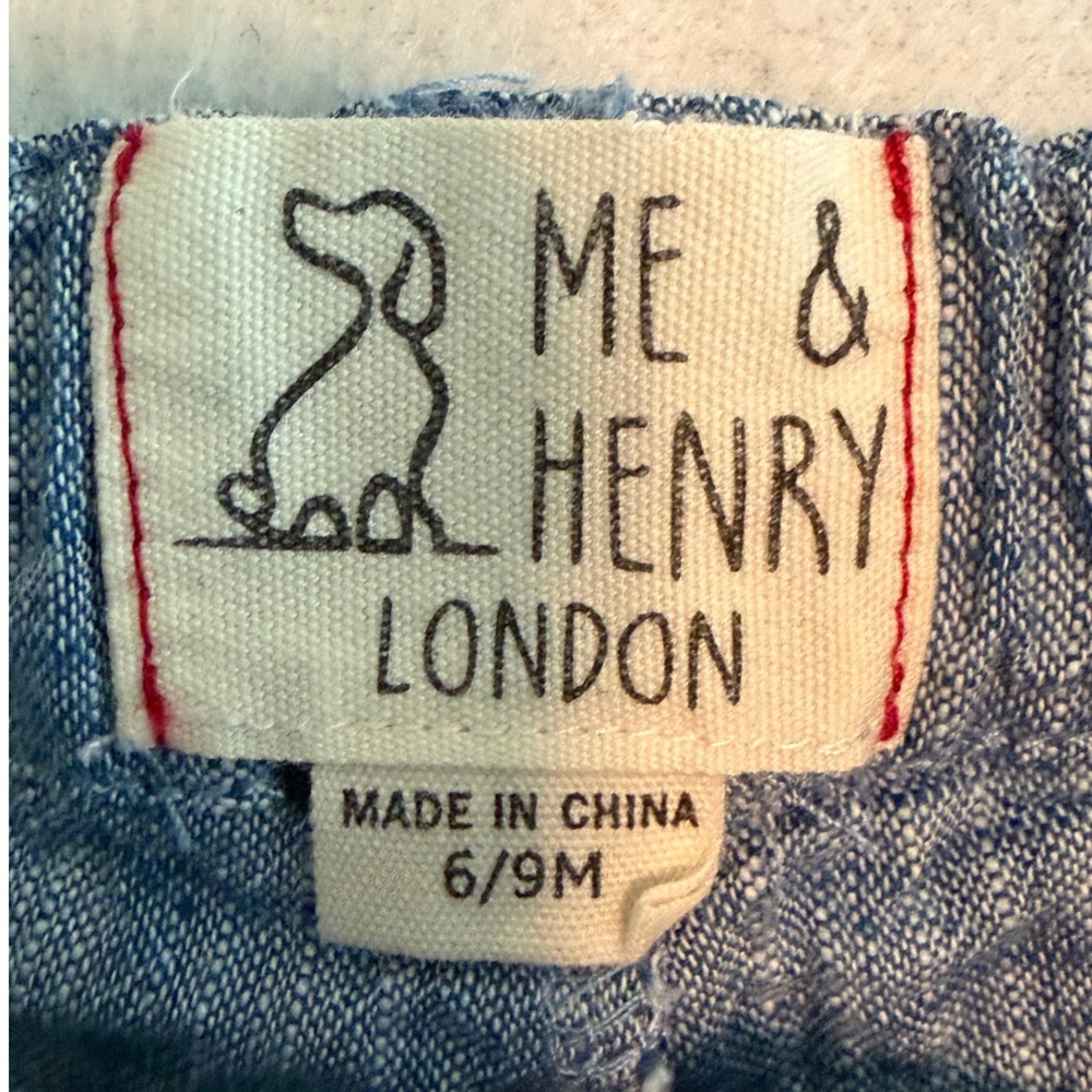 Me & Henry London Blue Cotton Linen Look Shorts 6/9M Preppy Minimalist Boho - Picture 2 of 7